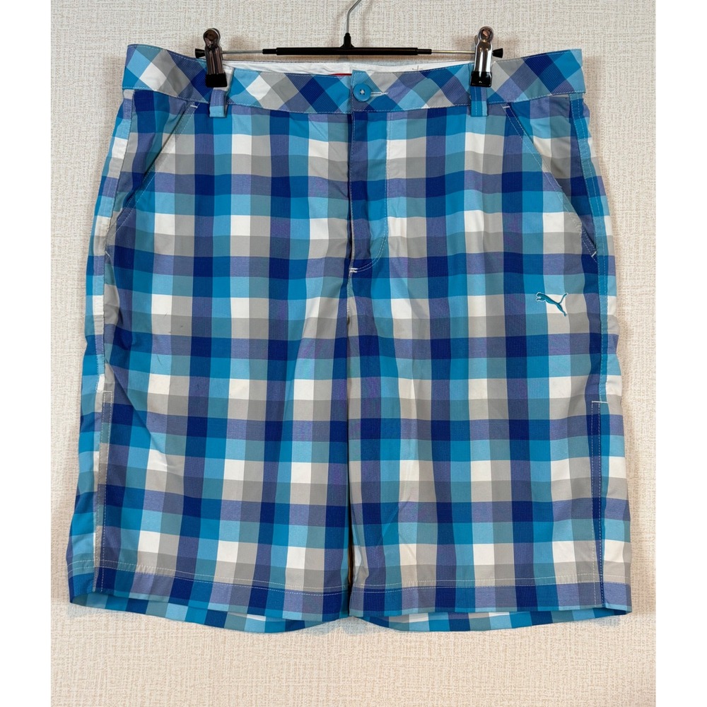 Puma Mens Blue Plaid Golf Short SportLifestyle •34• Checkered Performance Madras